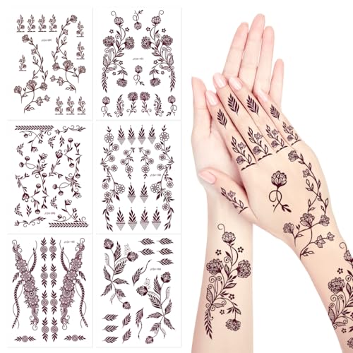 MAYCREATE® Temporary Tattoo for Women Girls Brown Lotus Flower Print Mehandi Stickers Henna Stickers for Hands Waterproof Mehendi Tattoo Sticker for Hands, Body, Arm, Feet MAYCREATE® Temporary Tattoo for Women Girls Brown Lotus Flower Print Mehandi Stickers Henna Stickers for Hands Waterproof Mehendi Tattoo Sticker for Hands, Body, Arm, Feet